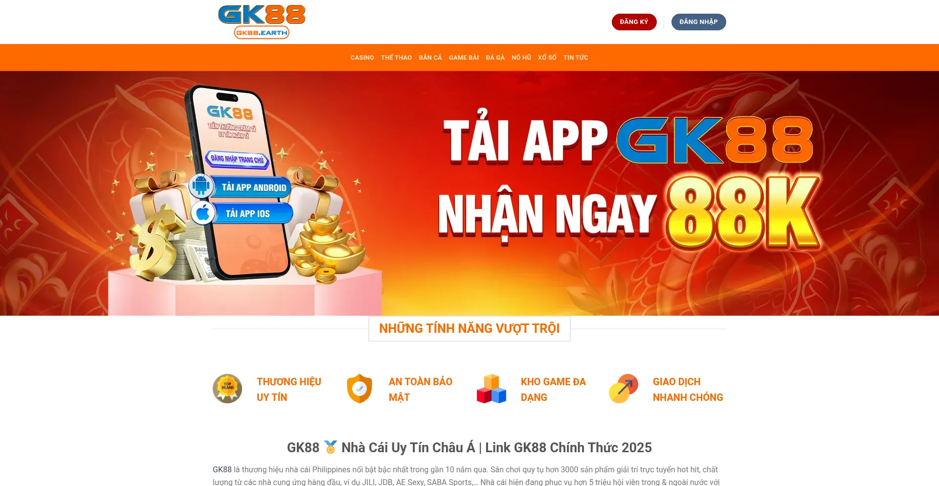 Website screenshot of Gk88.earth