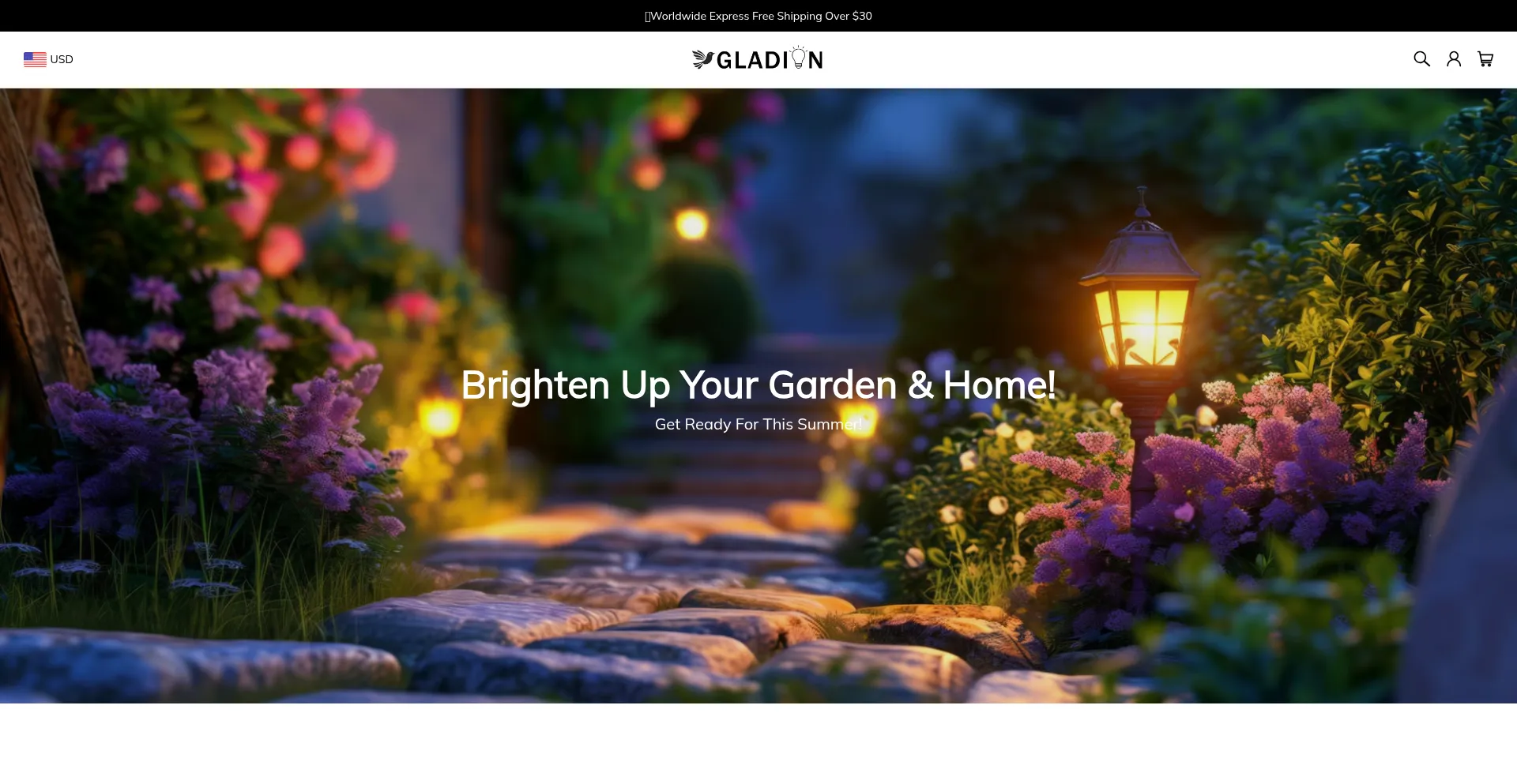 Website screenshot of Gladtion.com