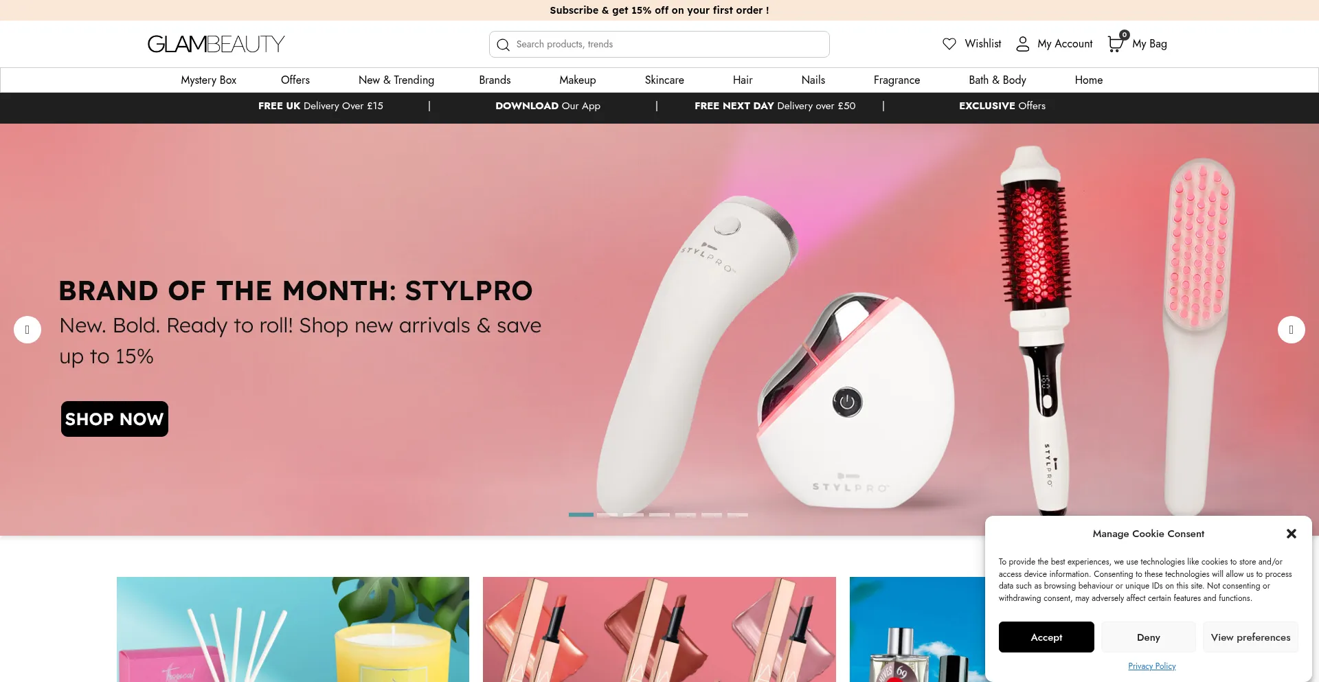Website screenshot of Glambeauty.com