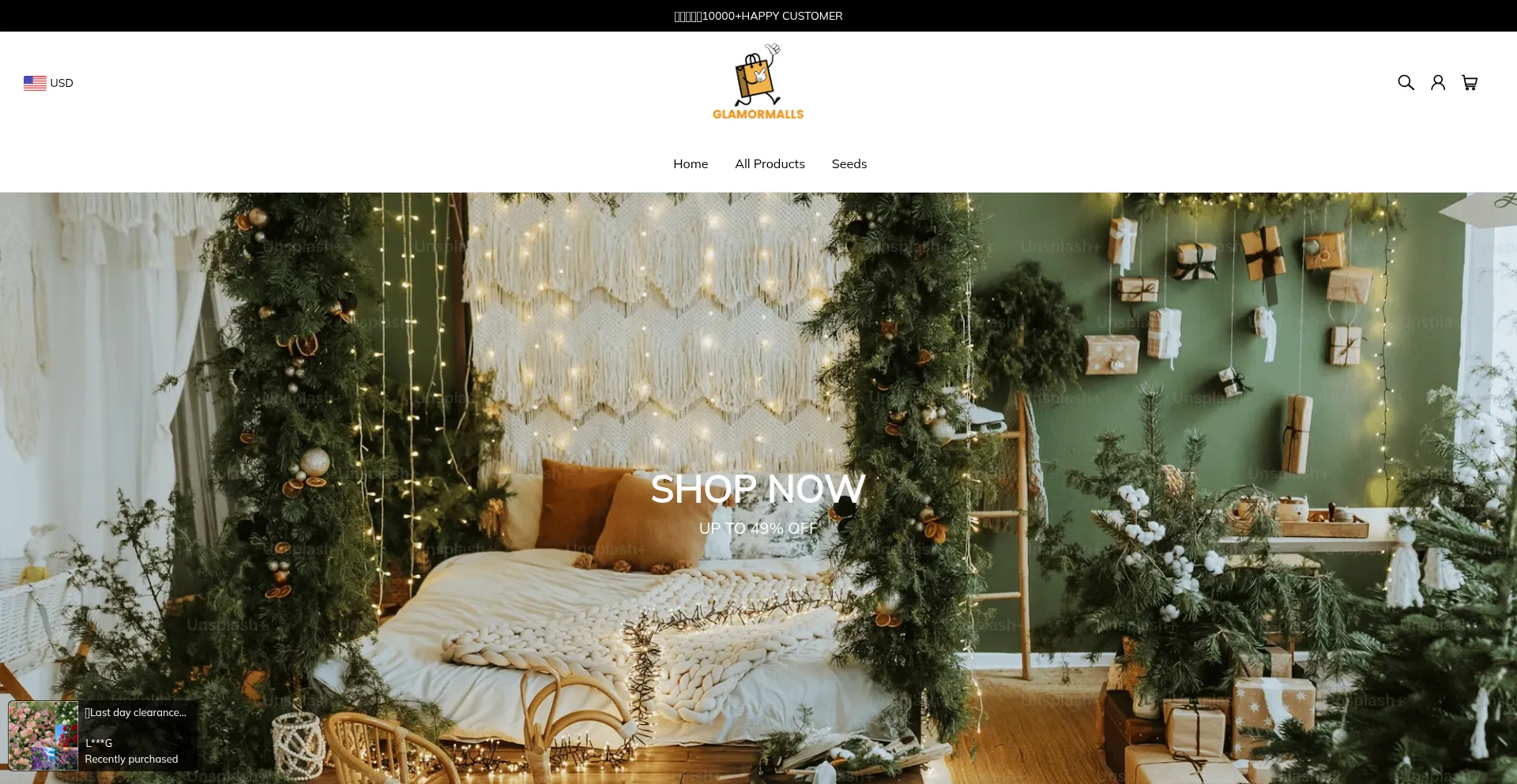 Website screenshot of Glamormalls.com