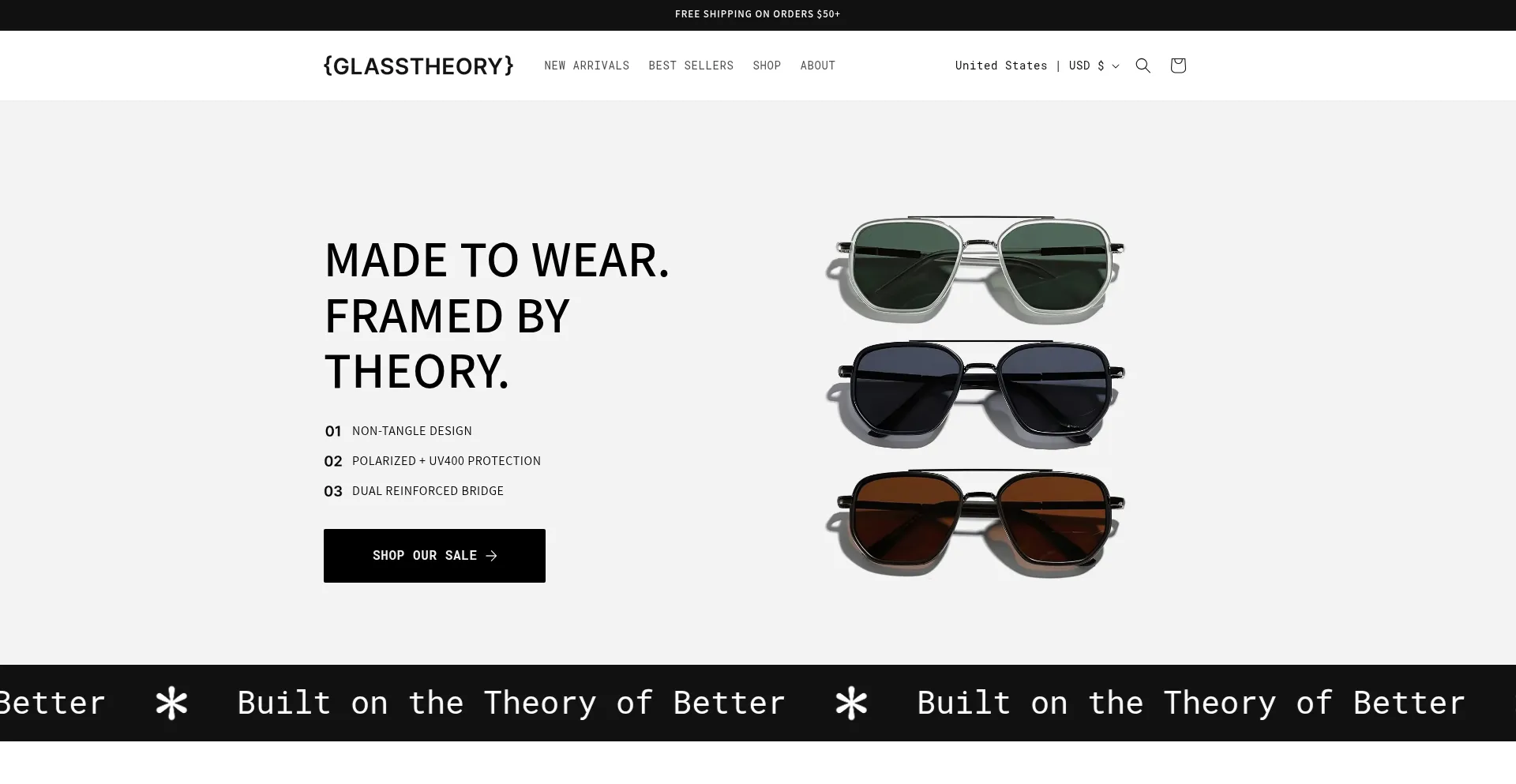 Website screenshot of Glasstheory.co