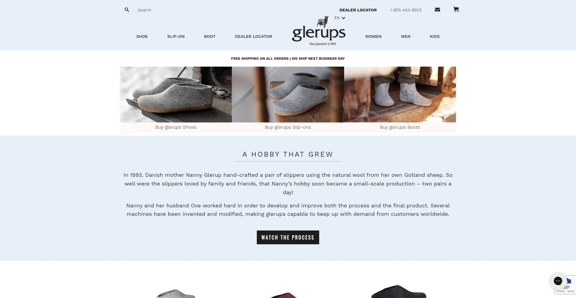 Website screenshot of Glerups.ca