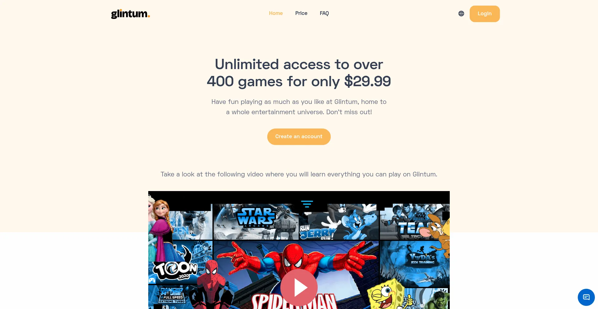Website screenshot of Glintum.com