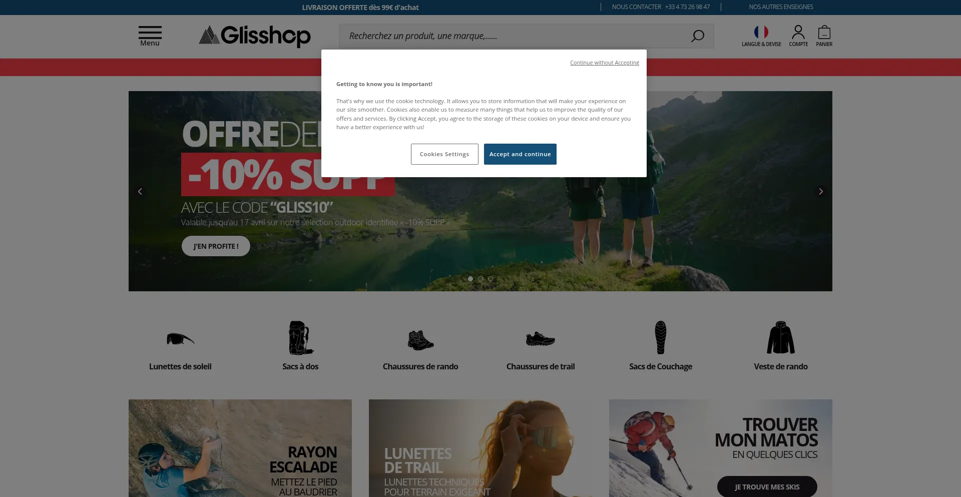 Website screenshot of Glisshop.com