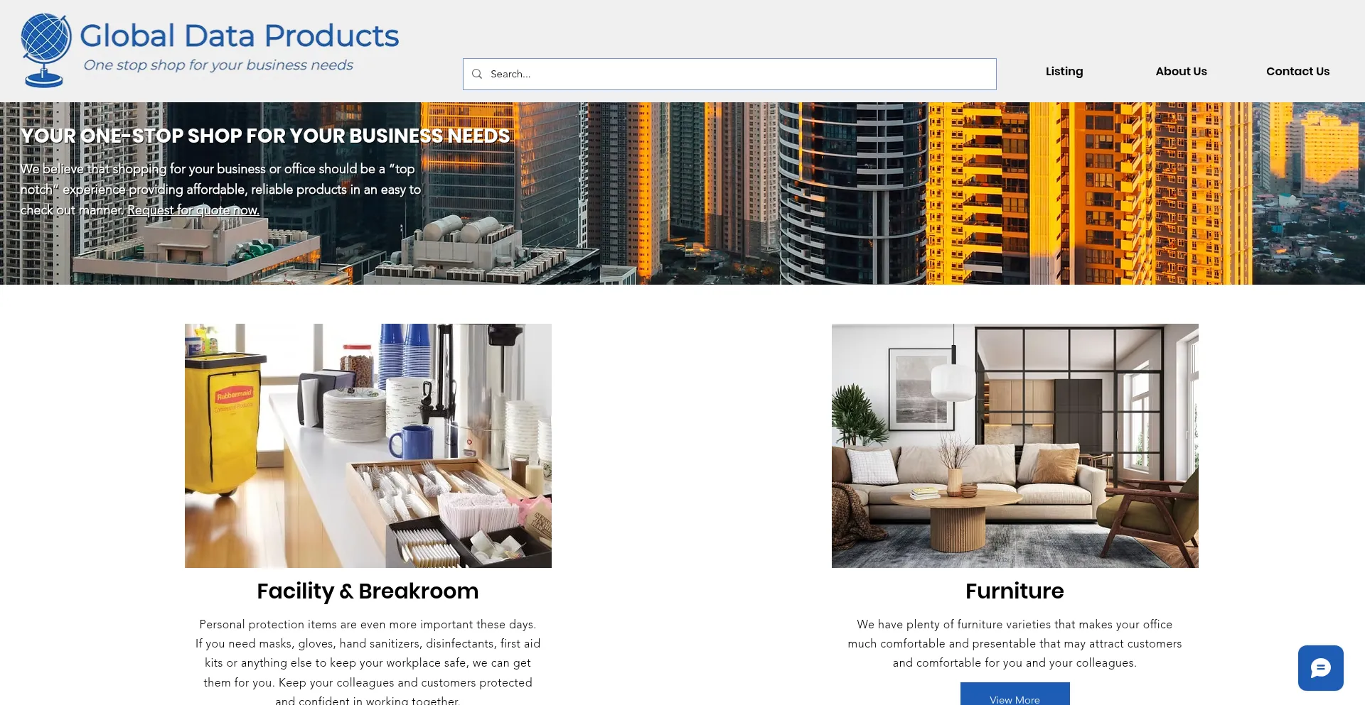Website screenshot of Globaldataproducts.com