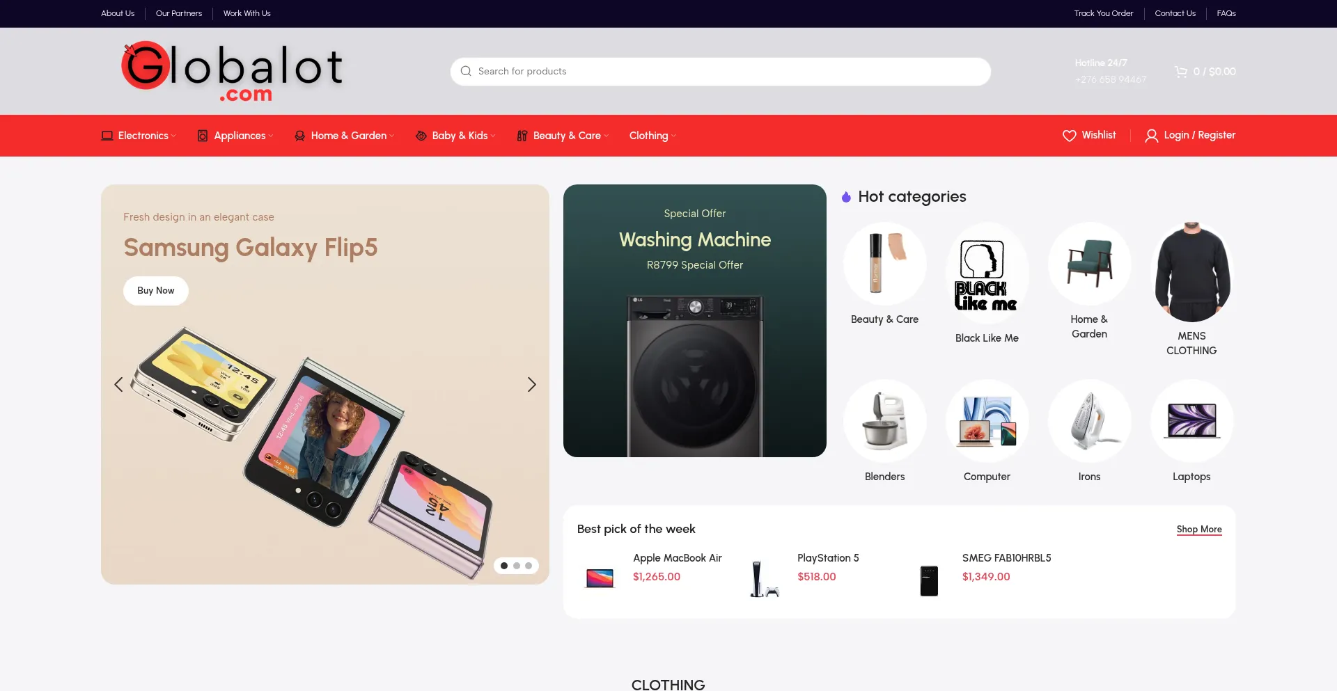 Website screenshot of Globalot.com