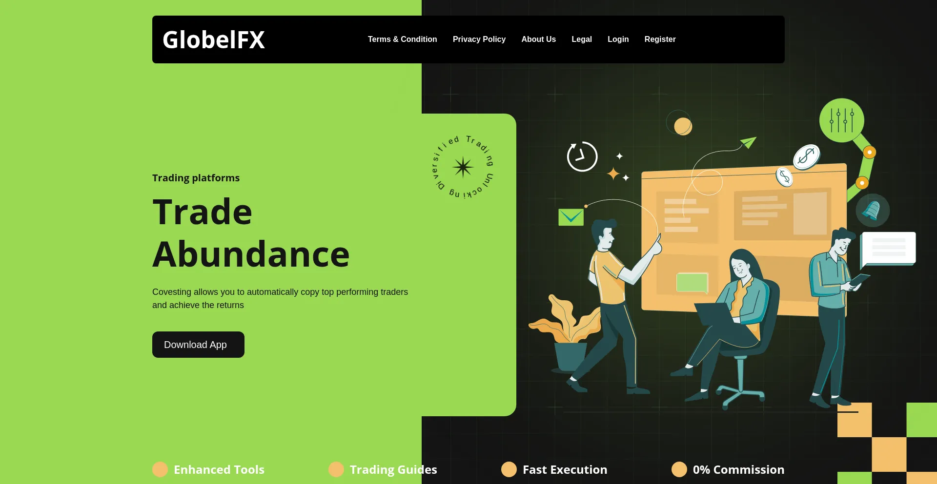 Website screenshot of Globelfxinvesment.com