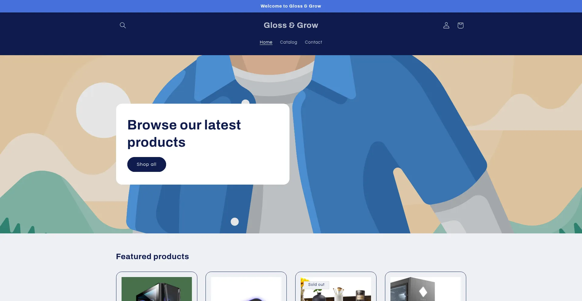 Website screenshot of Glossgrow.com