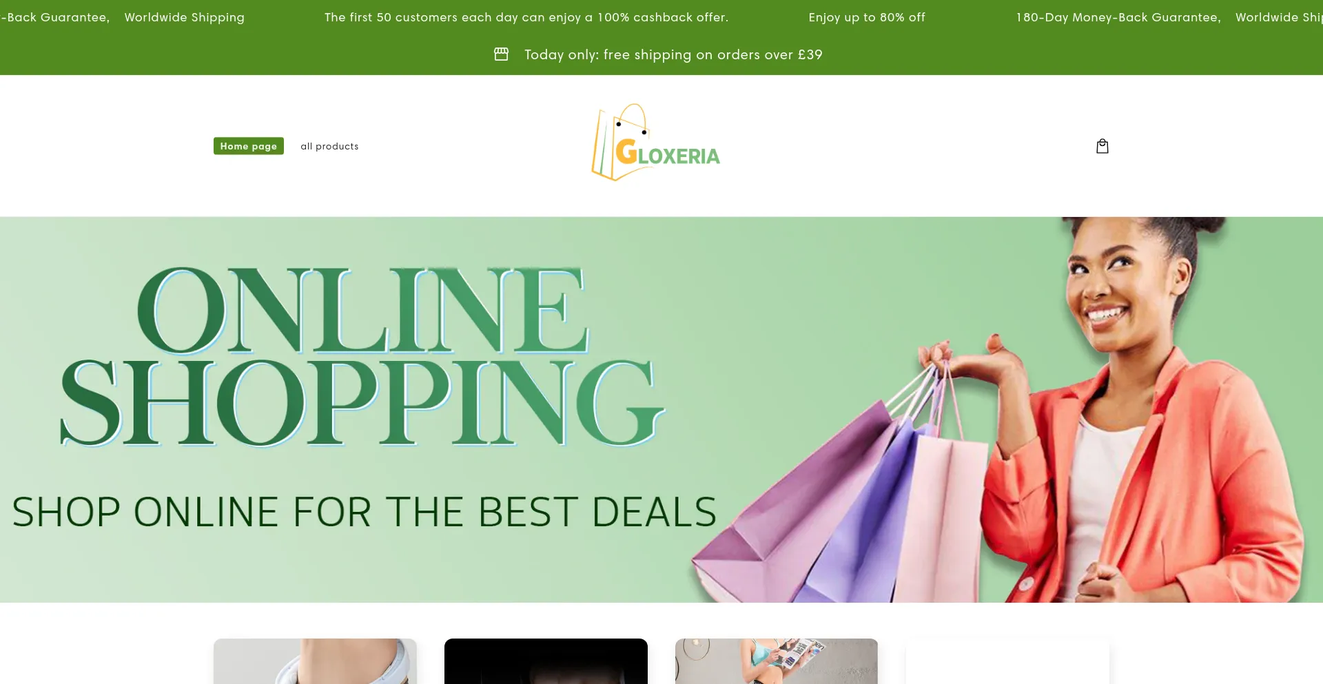 Website screenshot of Gloxeria.com