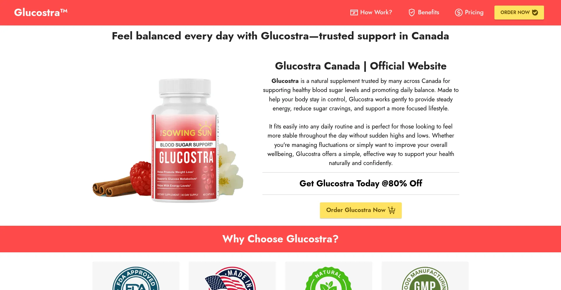 Website screenshot of Glucostra-canada.ca