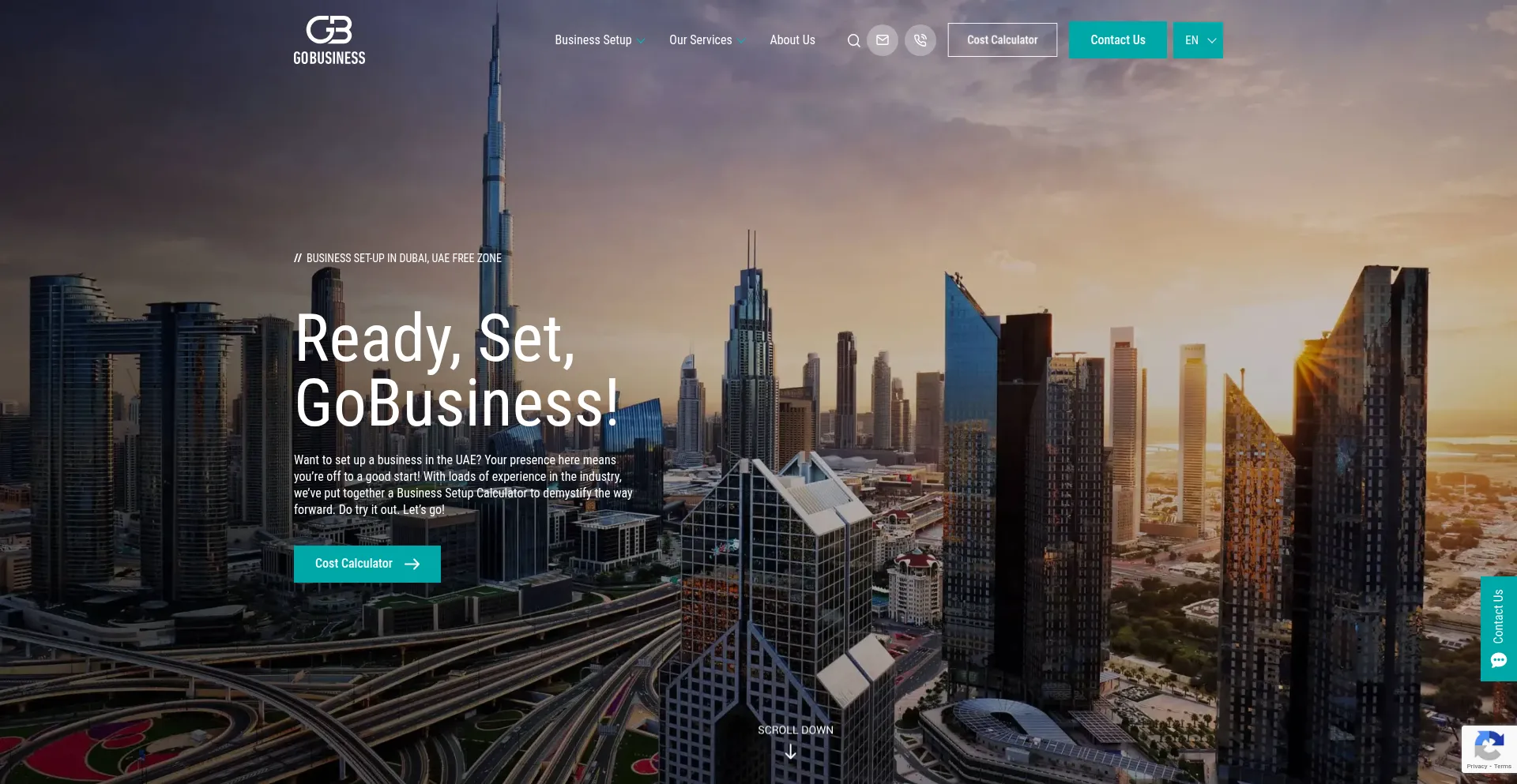 Website screenshot of Gobusiness.ae