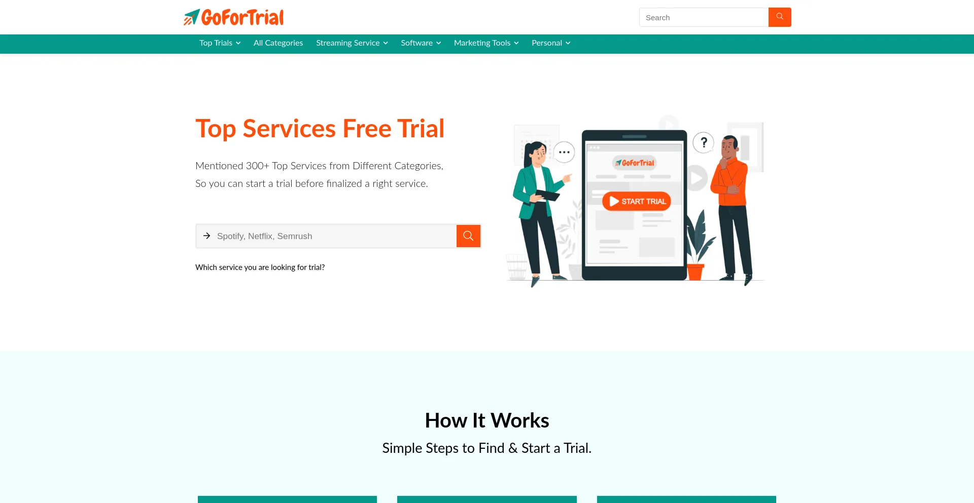 Website screenshot of Gofortrial.net