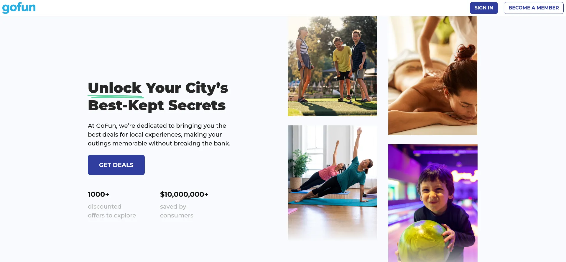 Website screenshot of Gofun.com