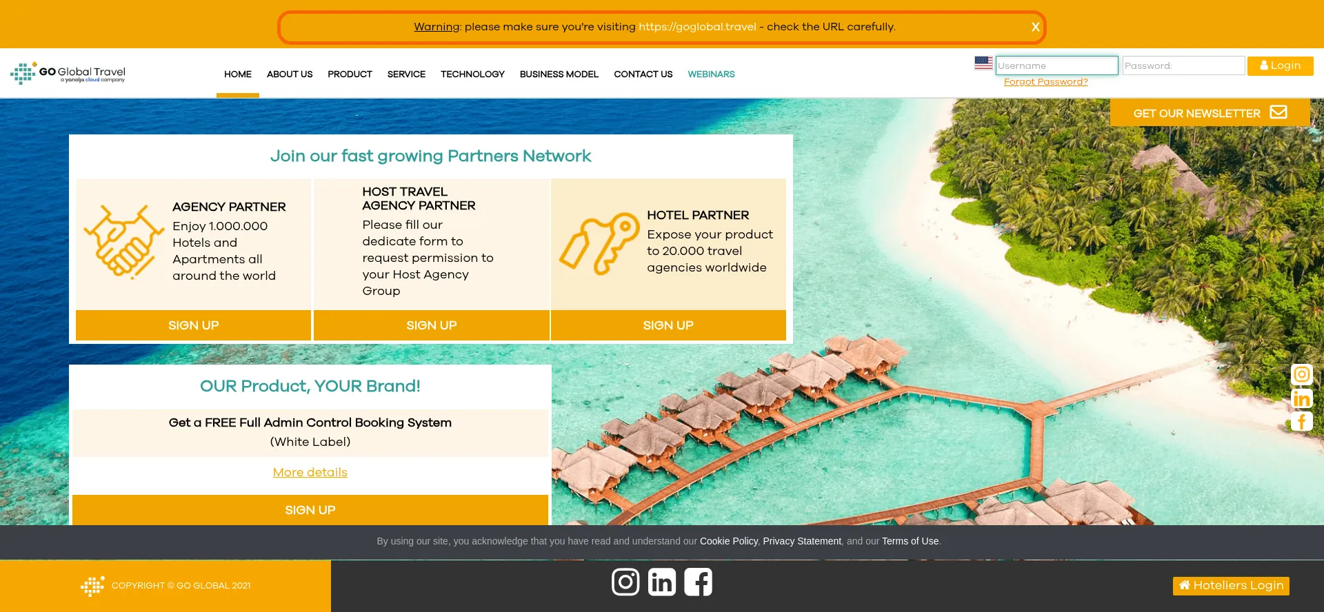 Website screenshot of Goglobal.travel