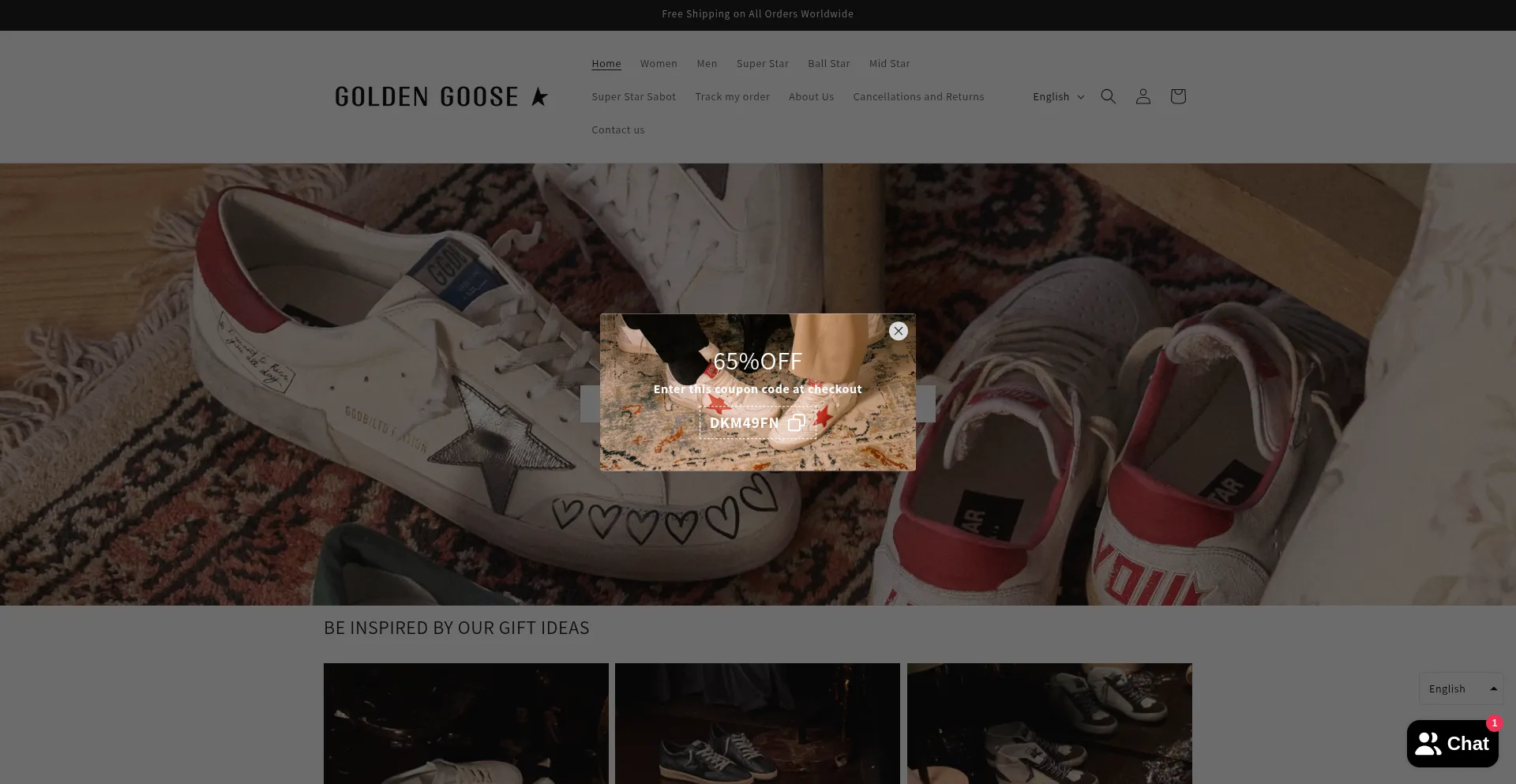 Website screenshot of Goldengoose-online.com