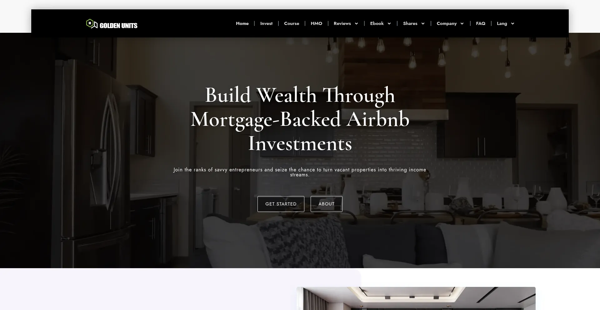 Website screenshot of Goldenunits.com