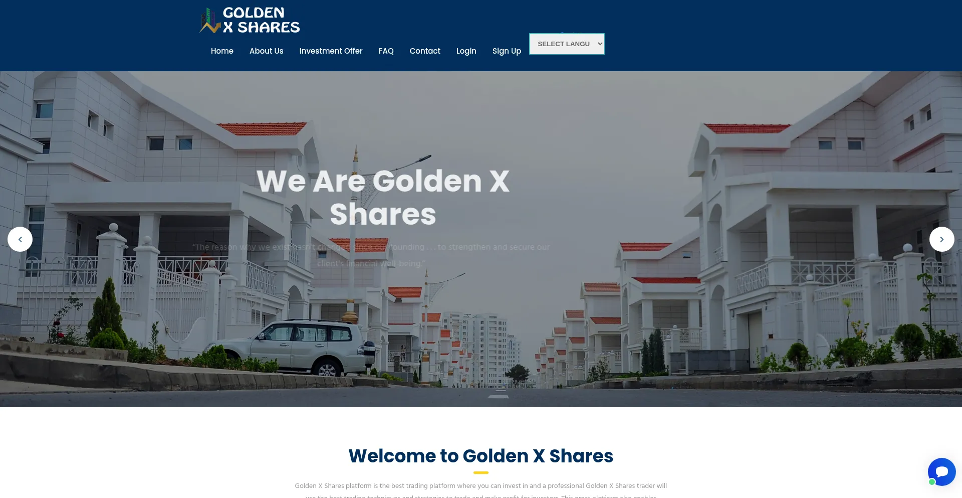 Website screenshot of Goldenxshares.com