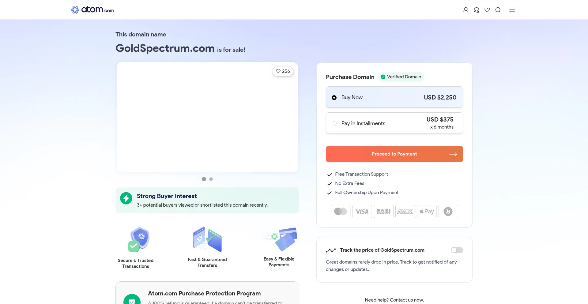 Website screenshot of Goldspectrum.com