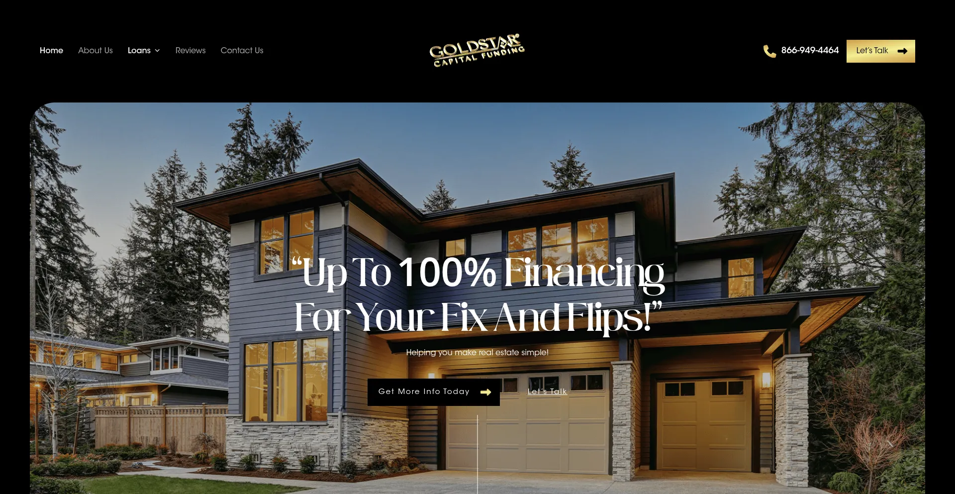 Website screenshot of Goldstarcapitalfunding.com