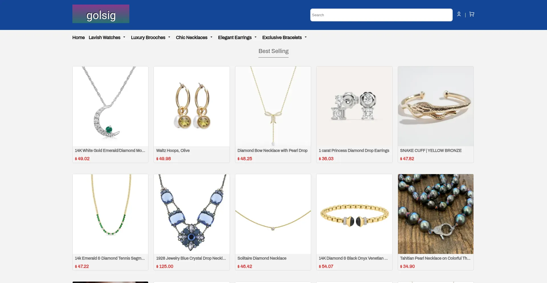 Website screenshot of Golsig.shop