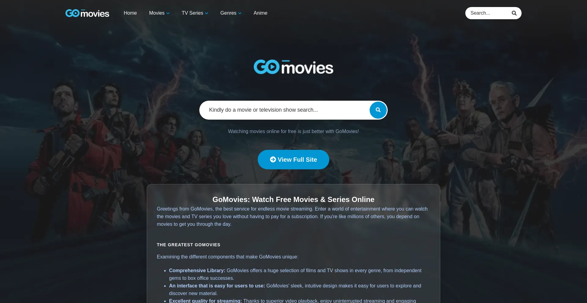 Website screenshot of Gomoviesgo.com