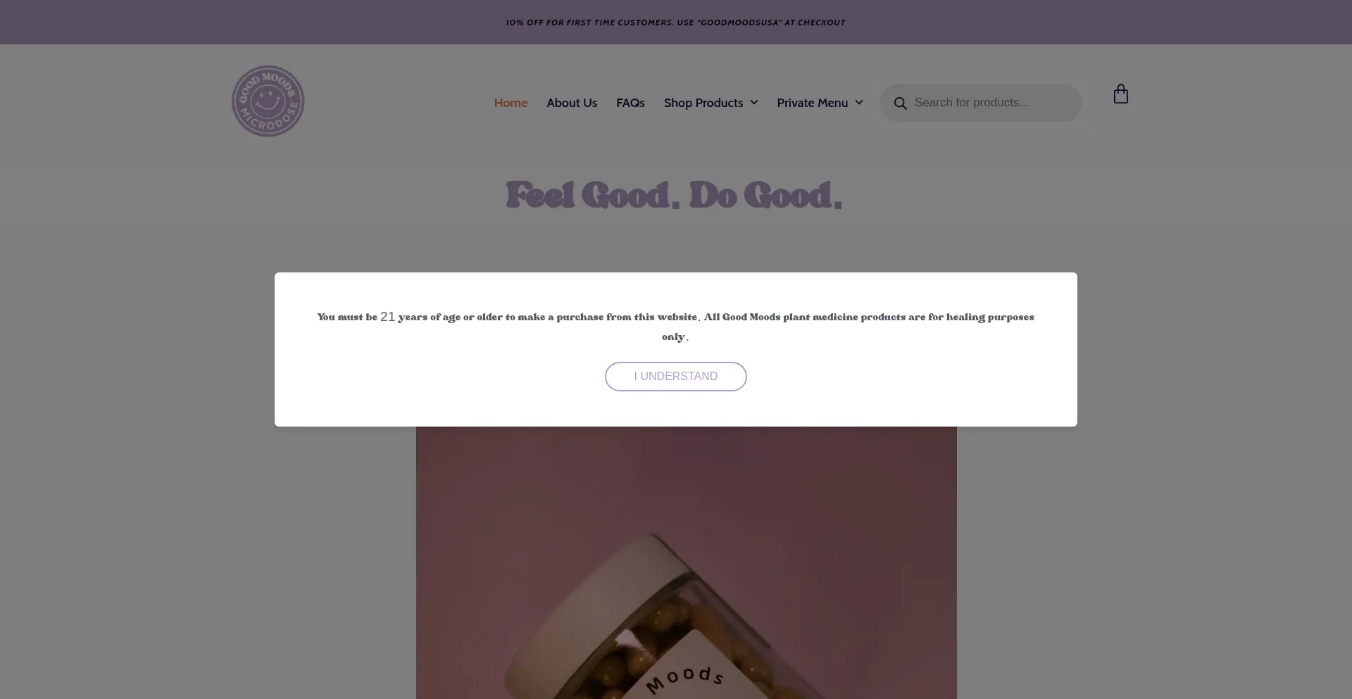 Website screenshot of Goodmoods.shop