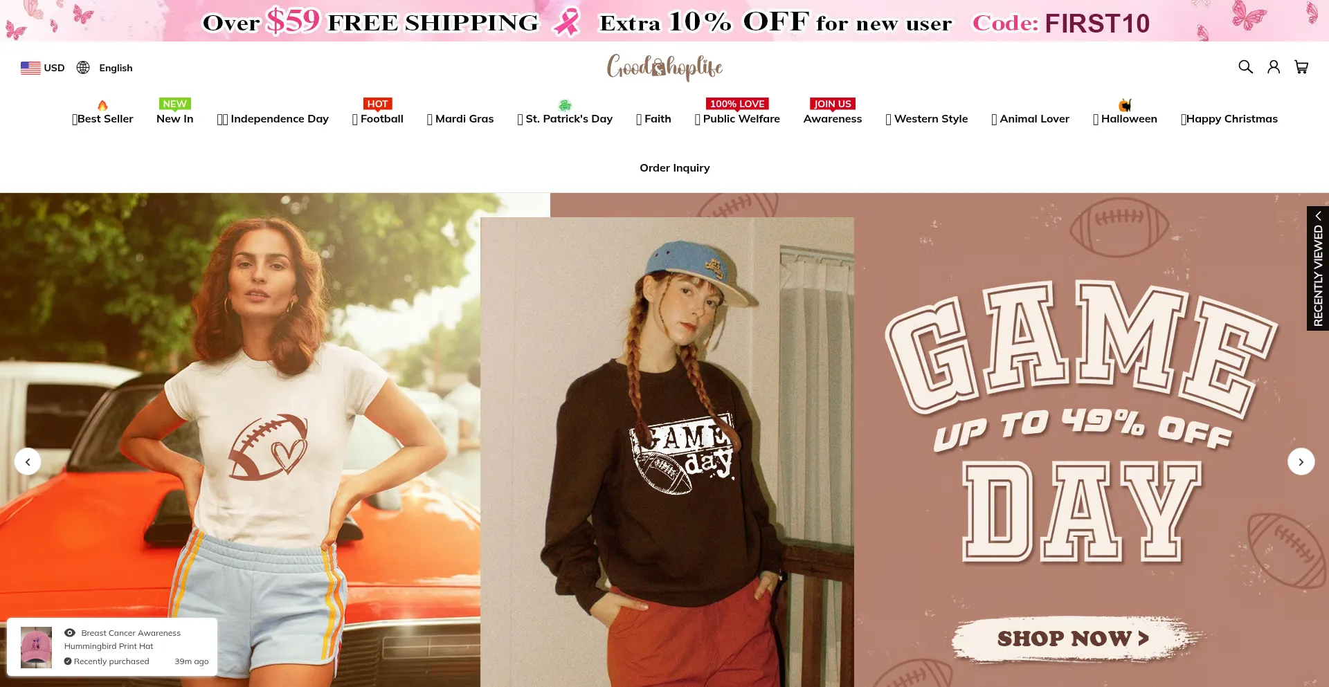 Website screenshot of Goodshoplife.com