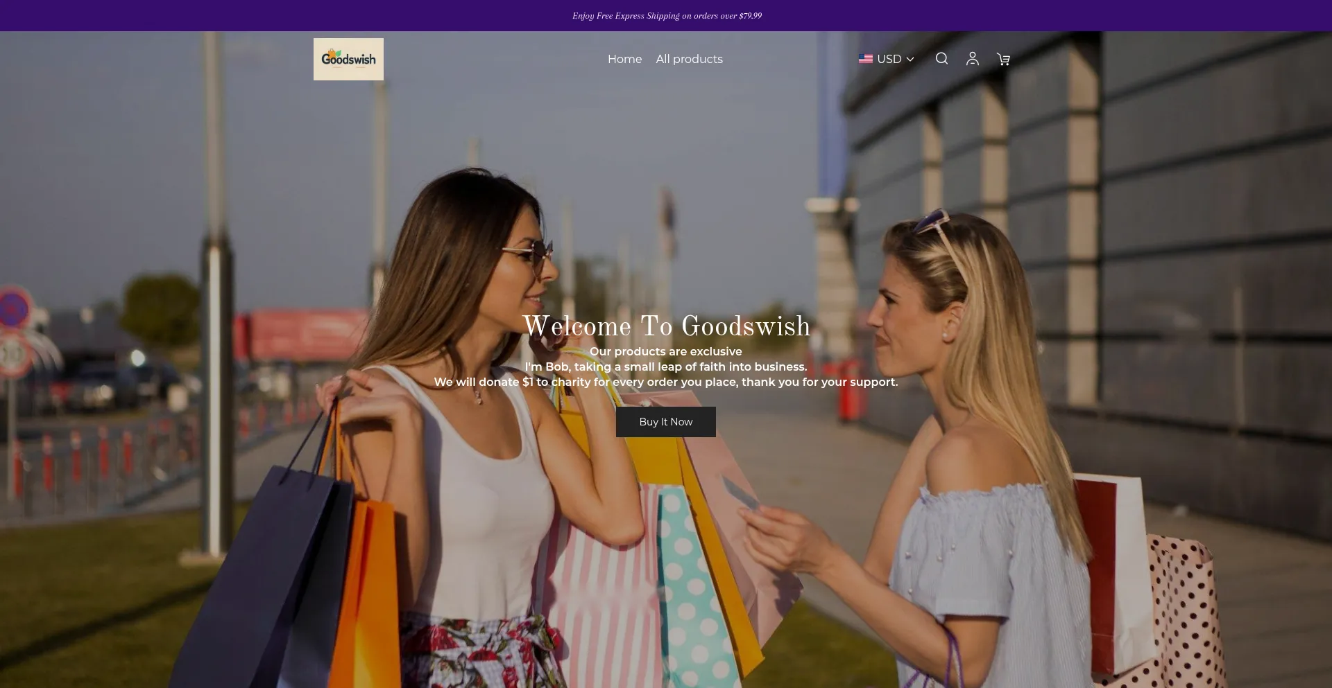 Website screenshot of Goodswish.com