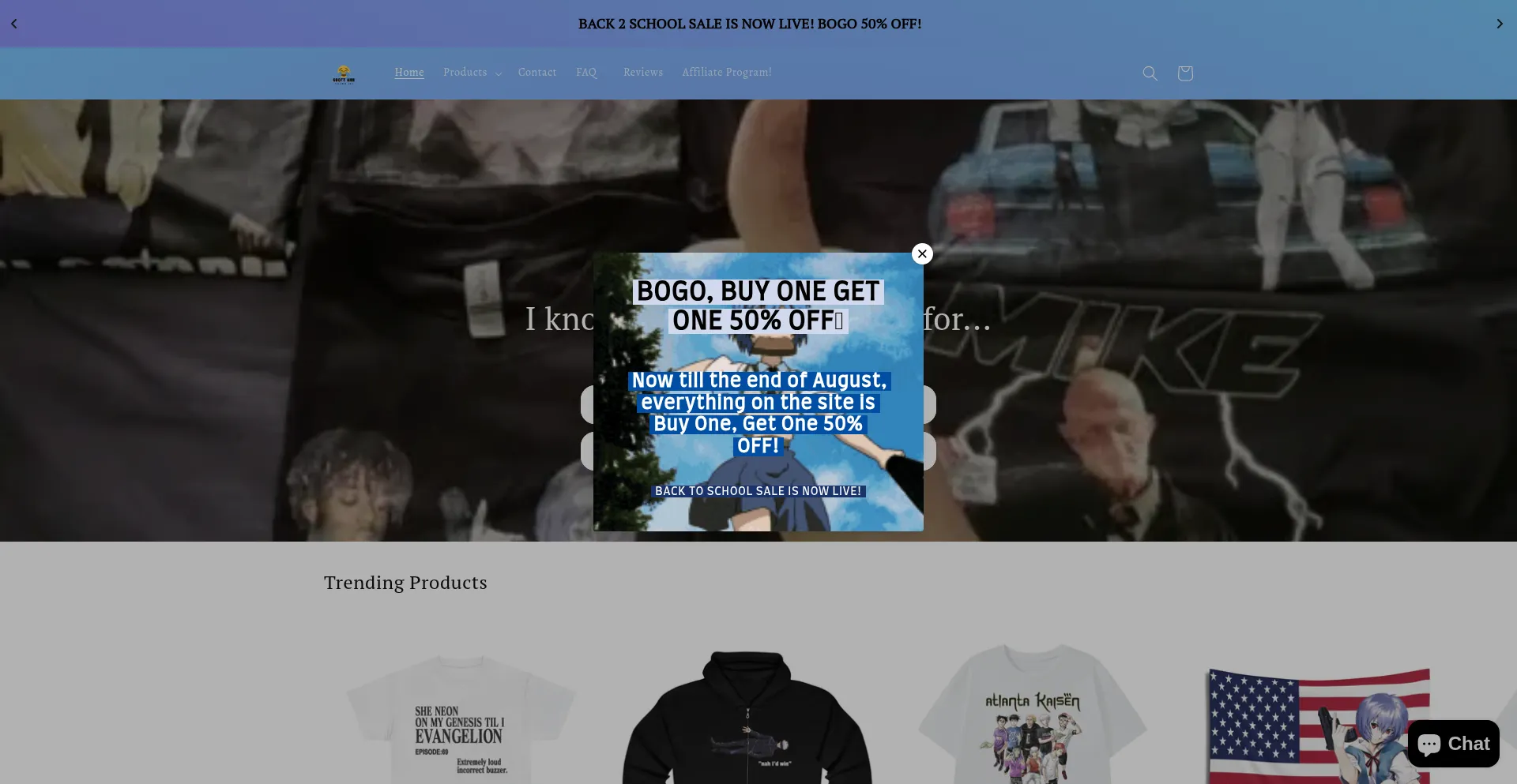 Website screenshot of Goofyahhtees.com