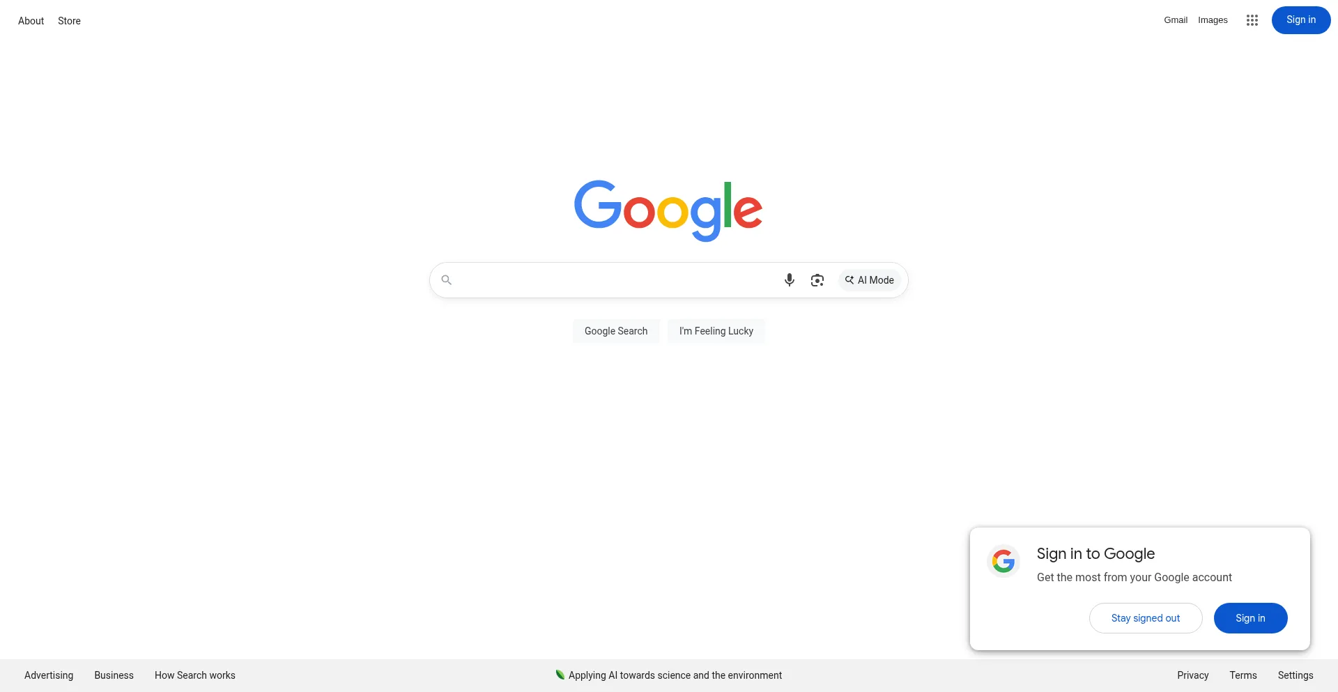 Website screenshot of Google.ie