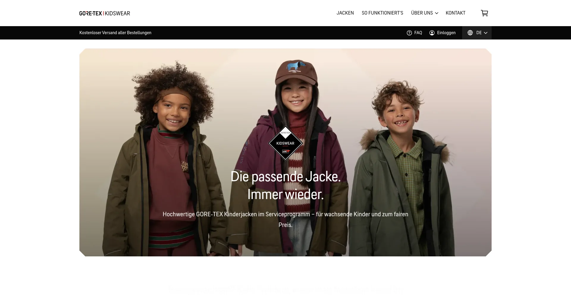 Website screenshot of Gore-texkidswear.com