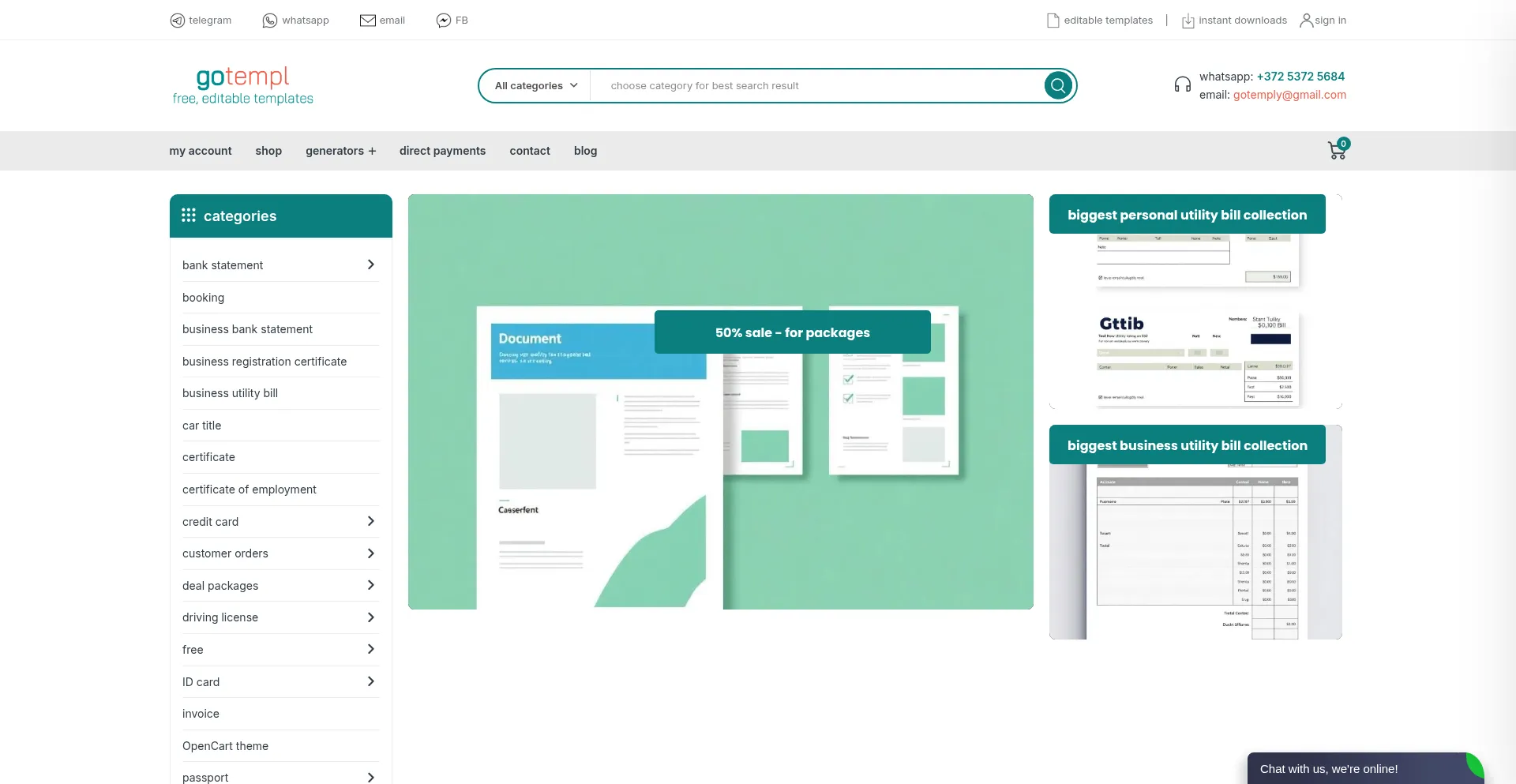 Website screenshot of Gotempl.cc