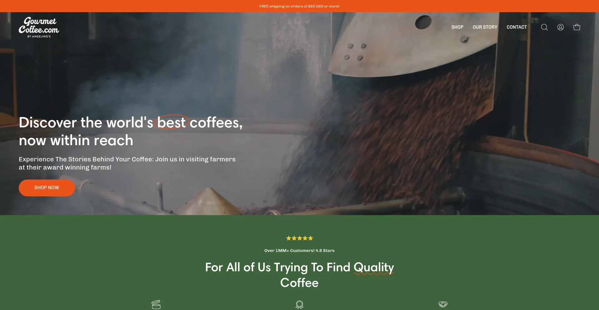 Website screenshot of Gourmetcoffee.com