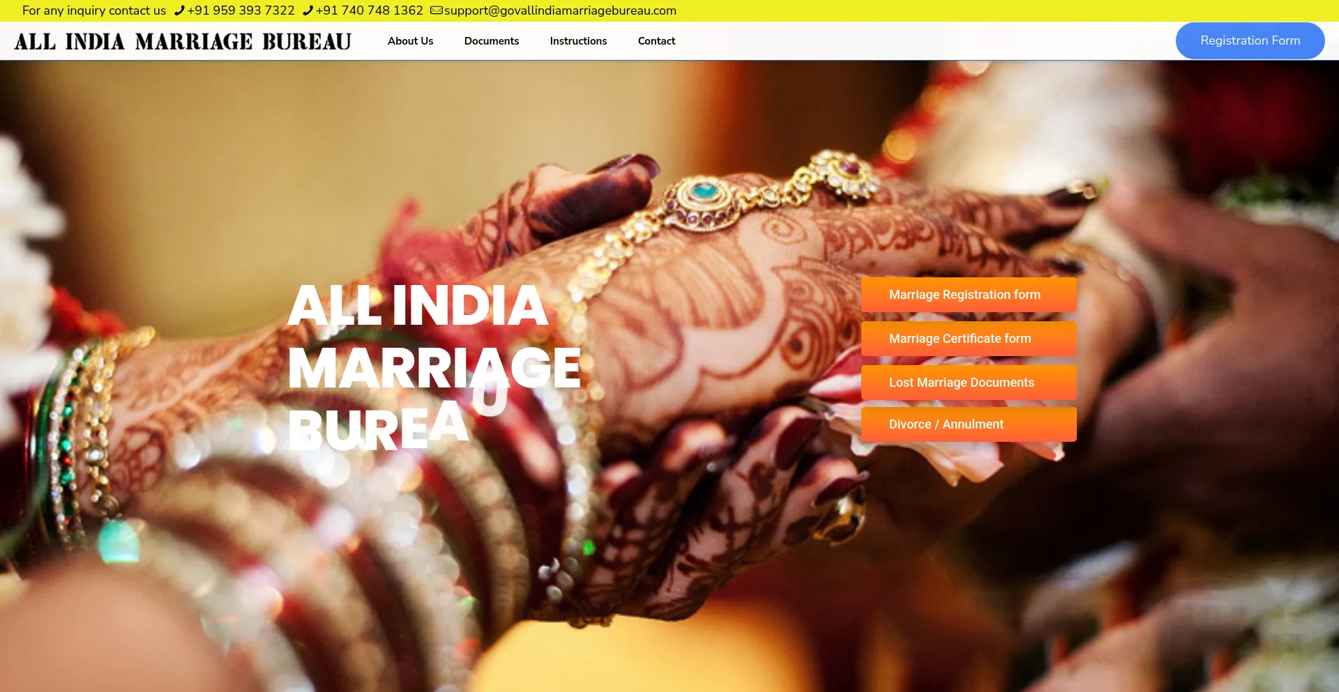 Website screenshot of Govallindiamarriagebureau.com