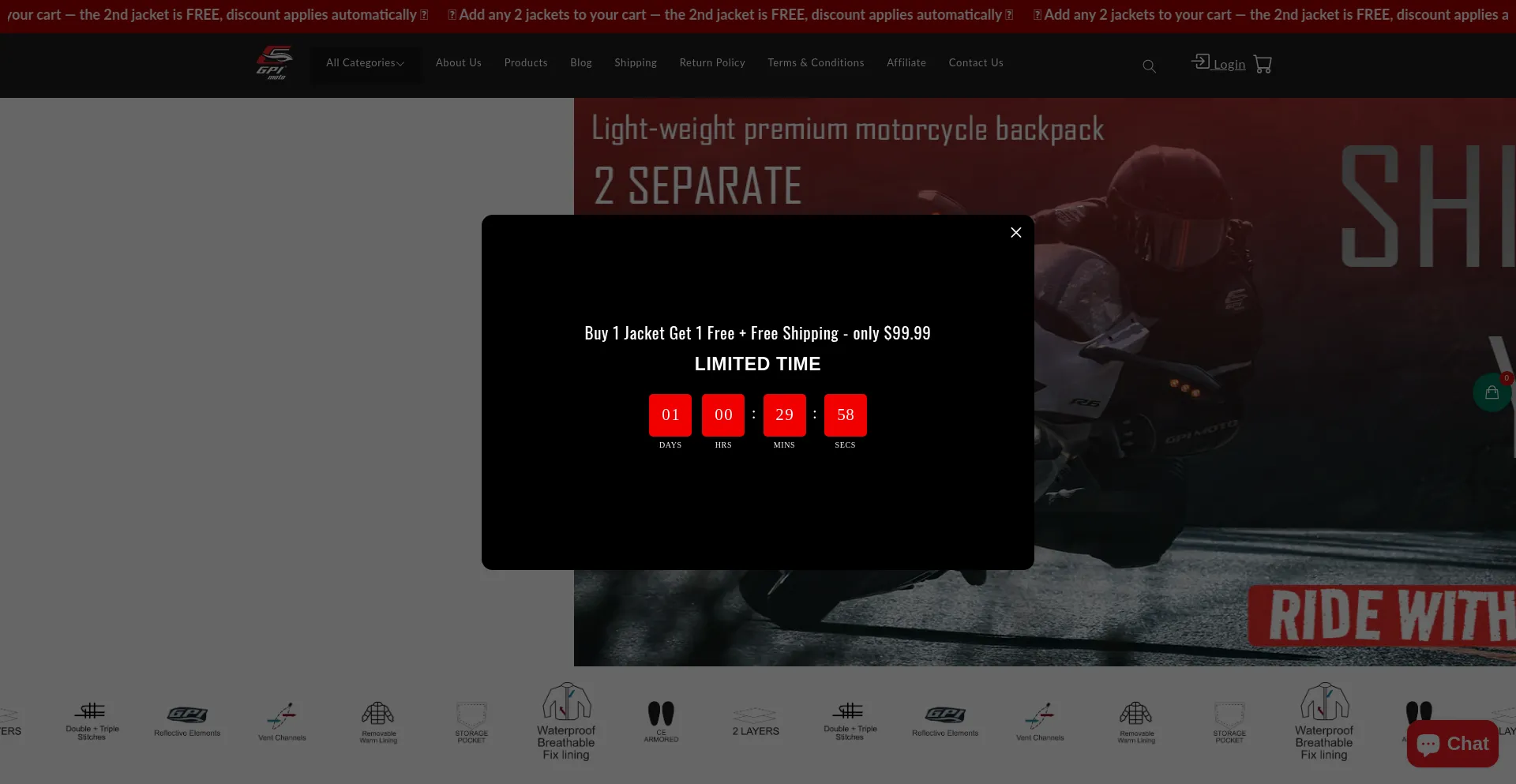 Website screenshot of Gpimoto.com