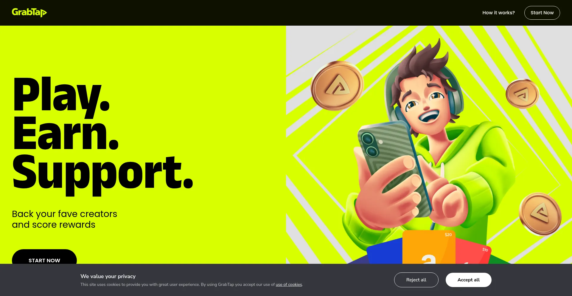 Grabtap.com Screenshot
