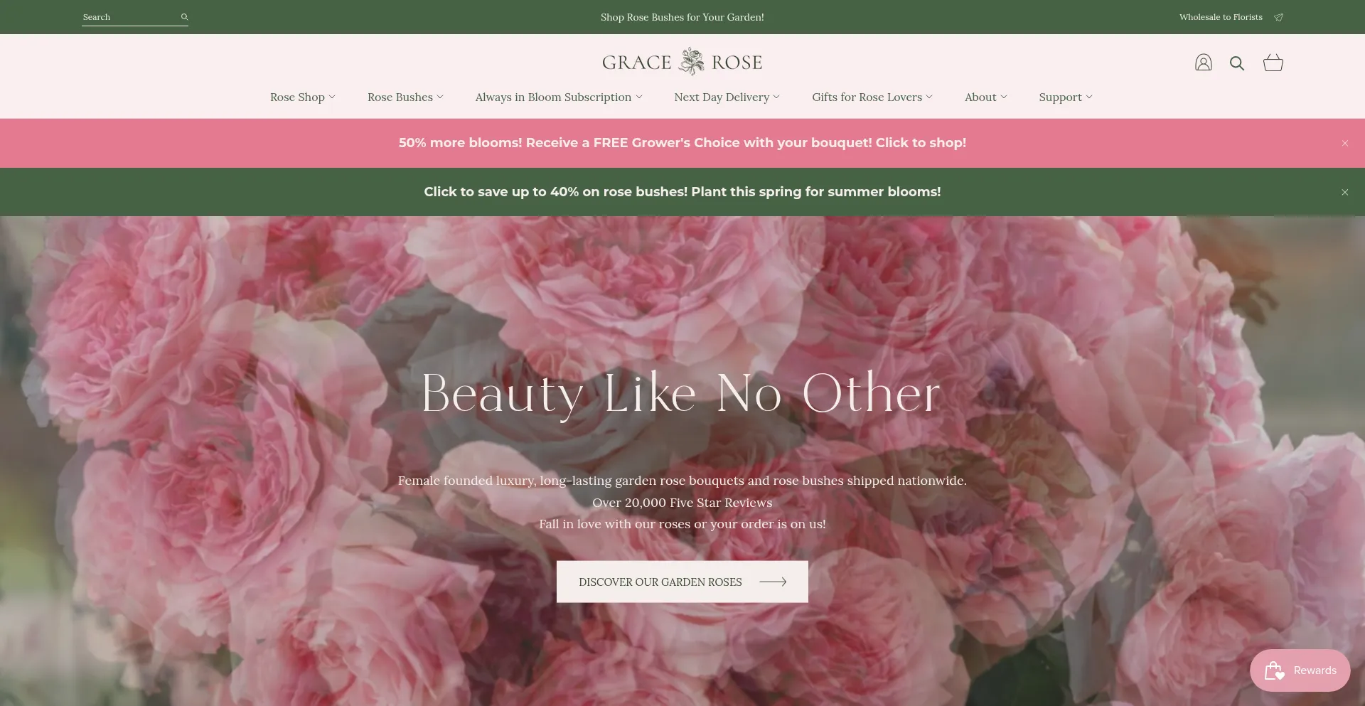 Website screenshot of Gracerosefarm.com