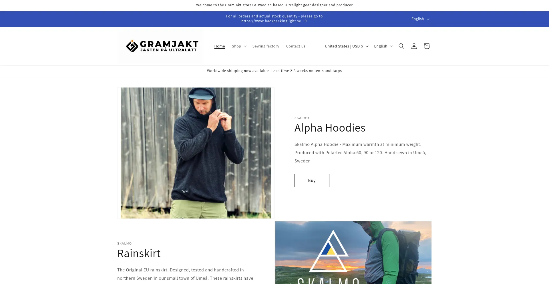 Website screenshot of Gramjakt.se