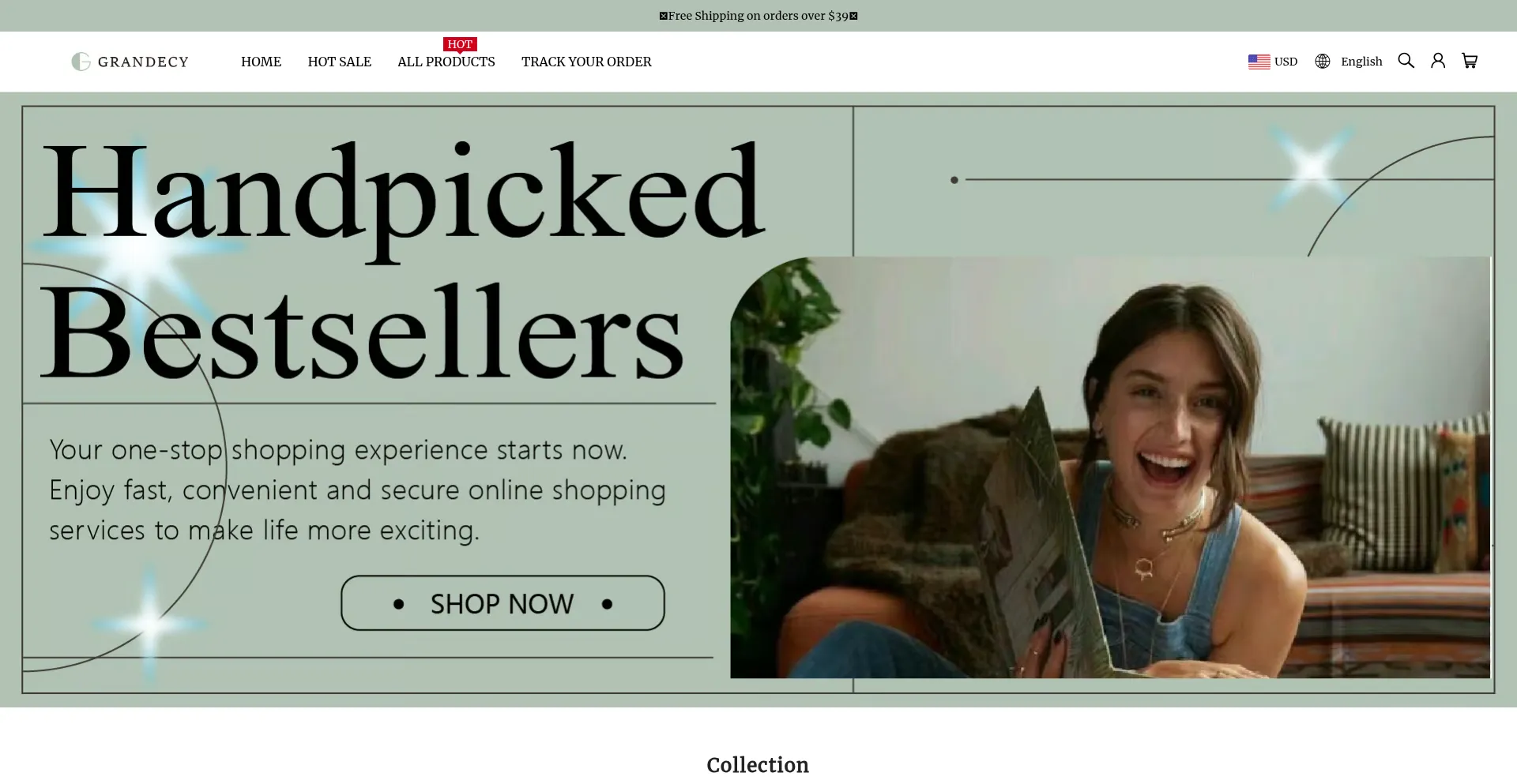 Website screenshot of Grandecy.com