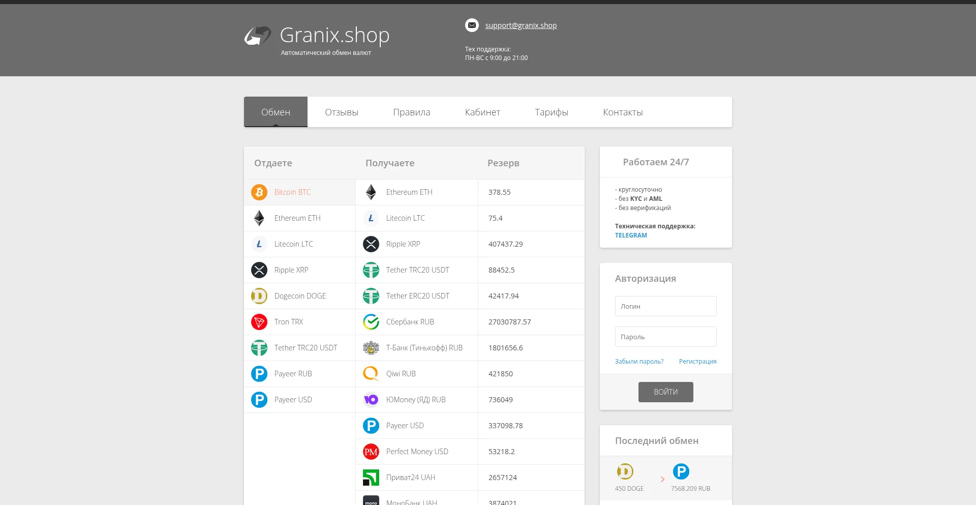 Website screenshot of Granix.shop