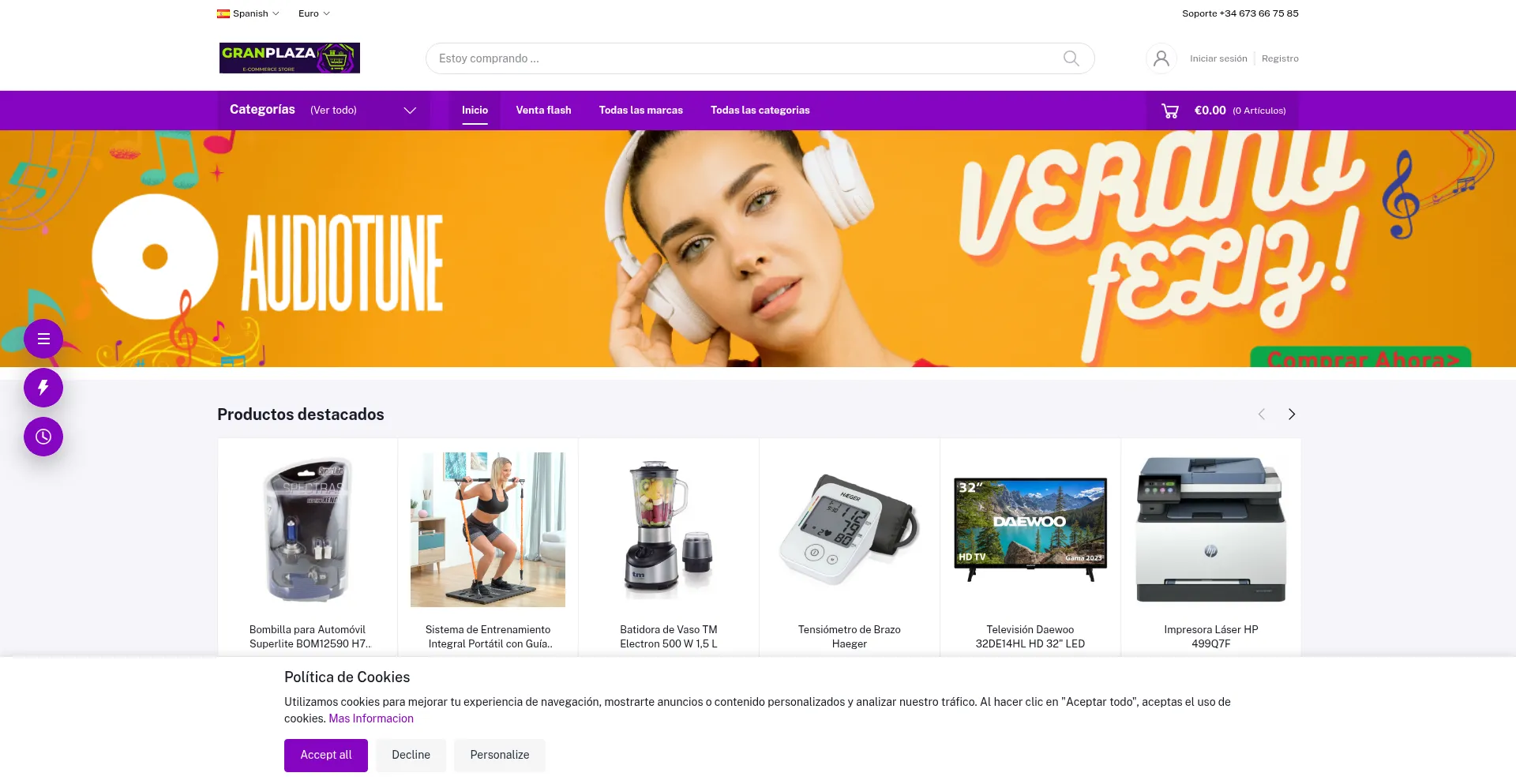 Website screenshot of Granplaza.eu
