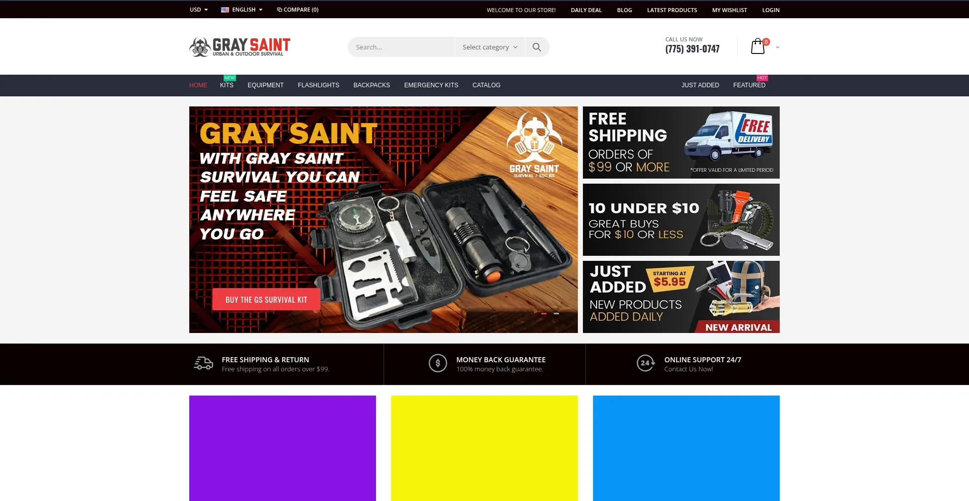 Website screenshot of Graysaintsurvival.com