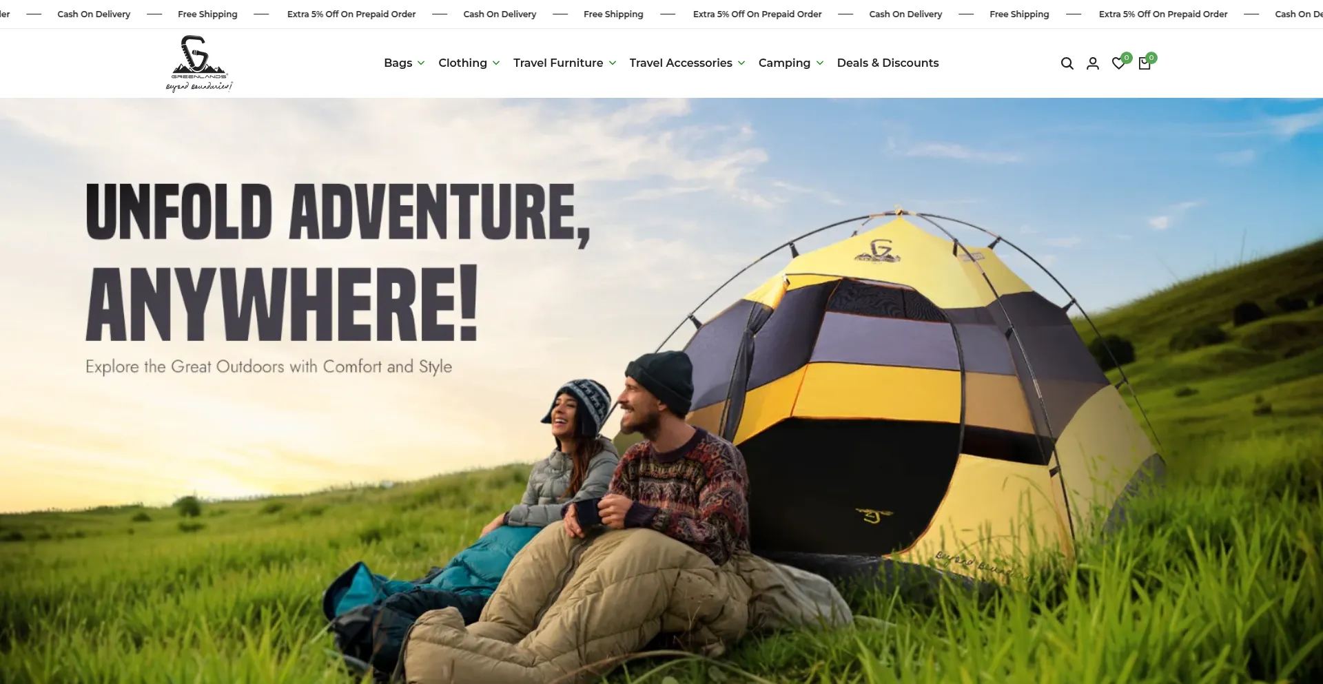 Website screenshot of Greenlands.biz