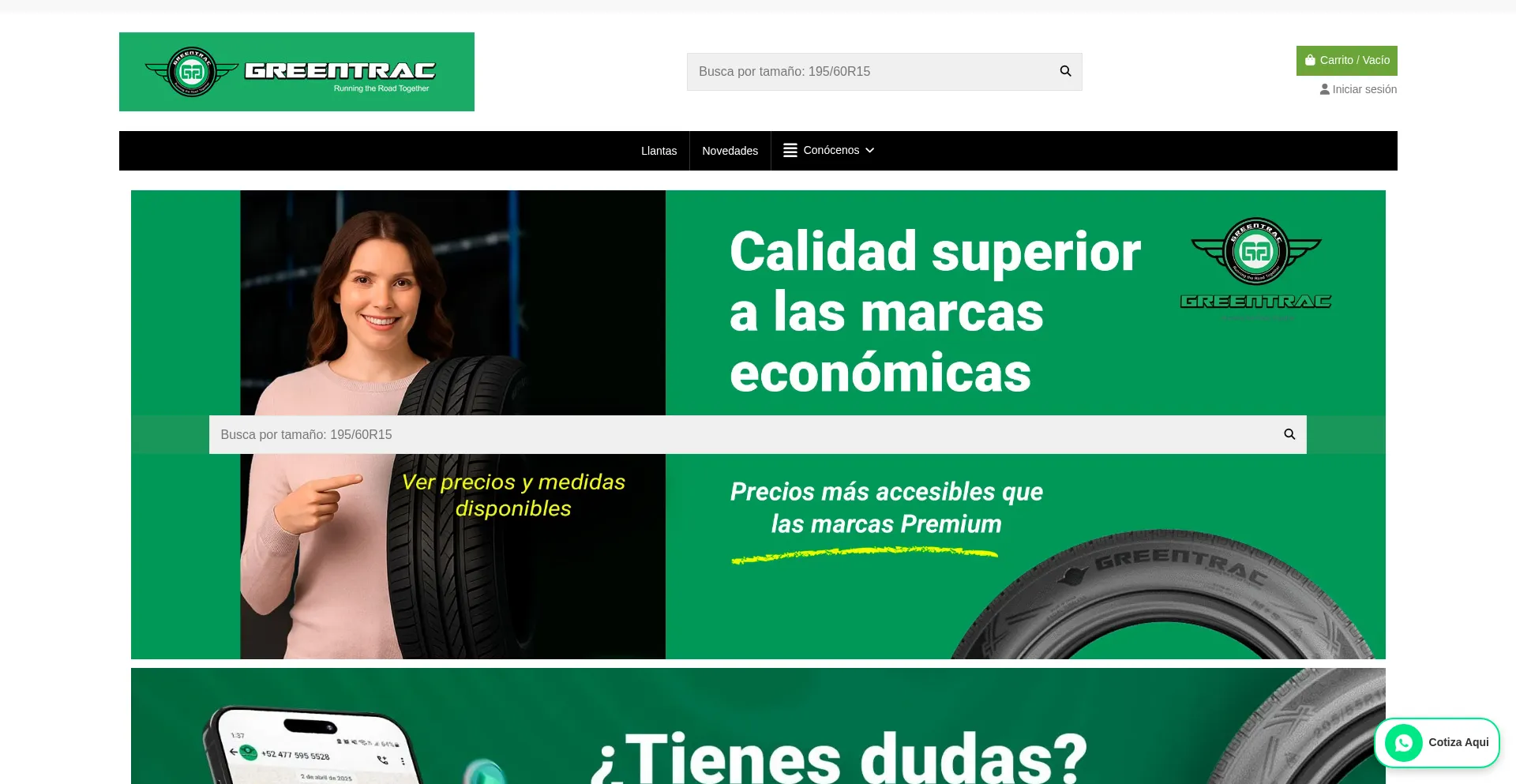 Website screenshot of Greentrac.mx
