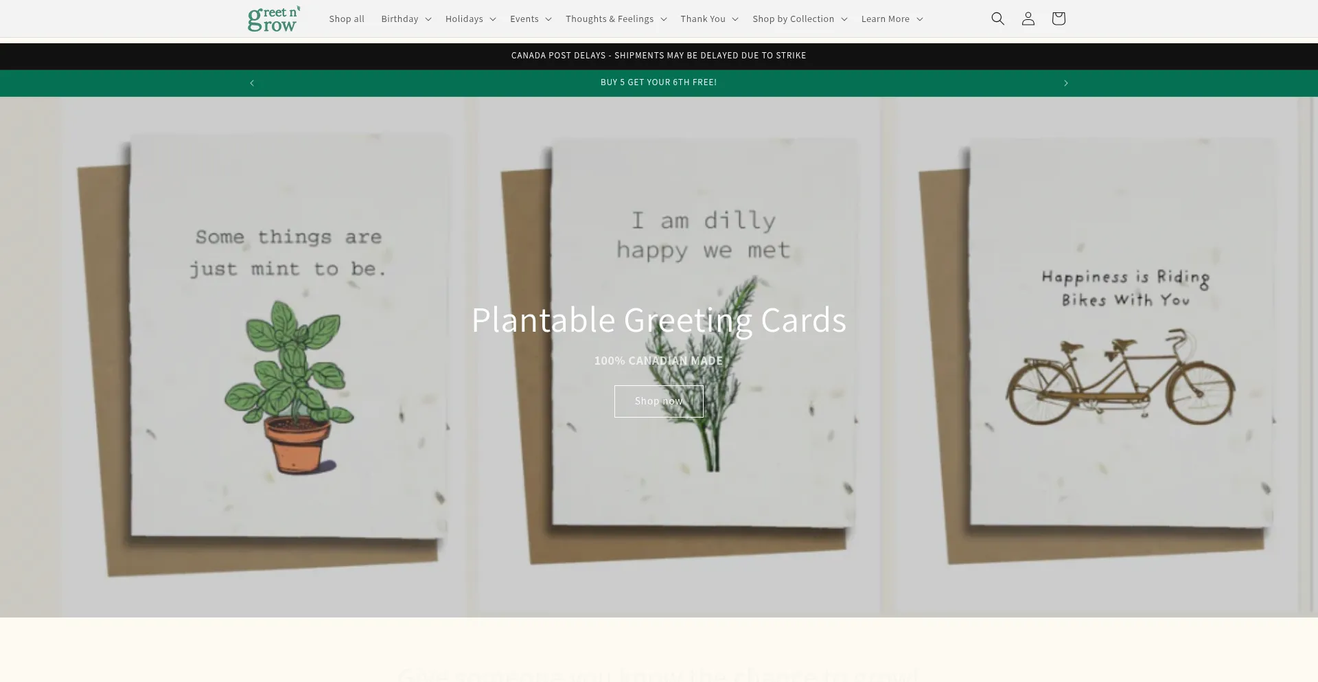Website screenshot of Greetngrow.ca