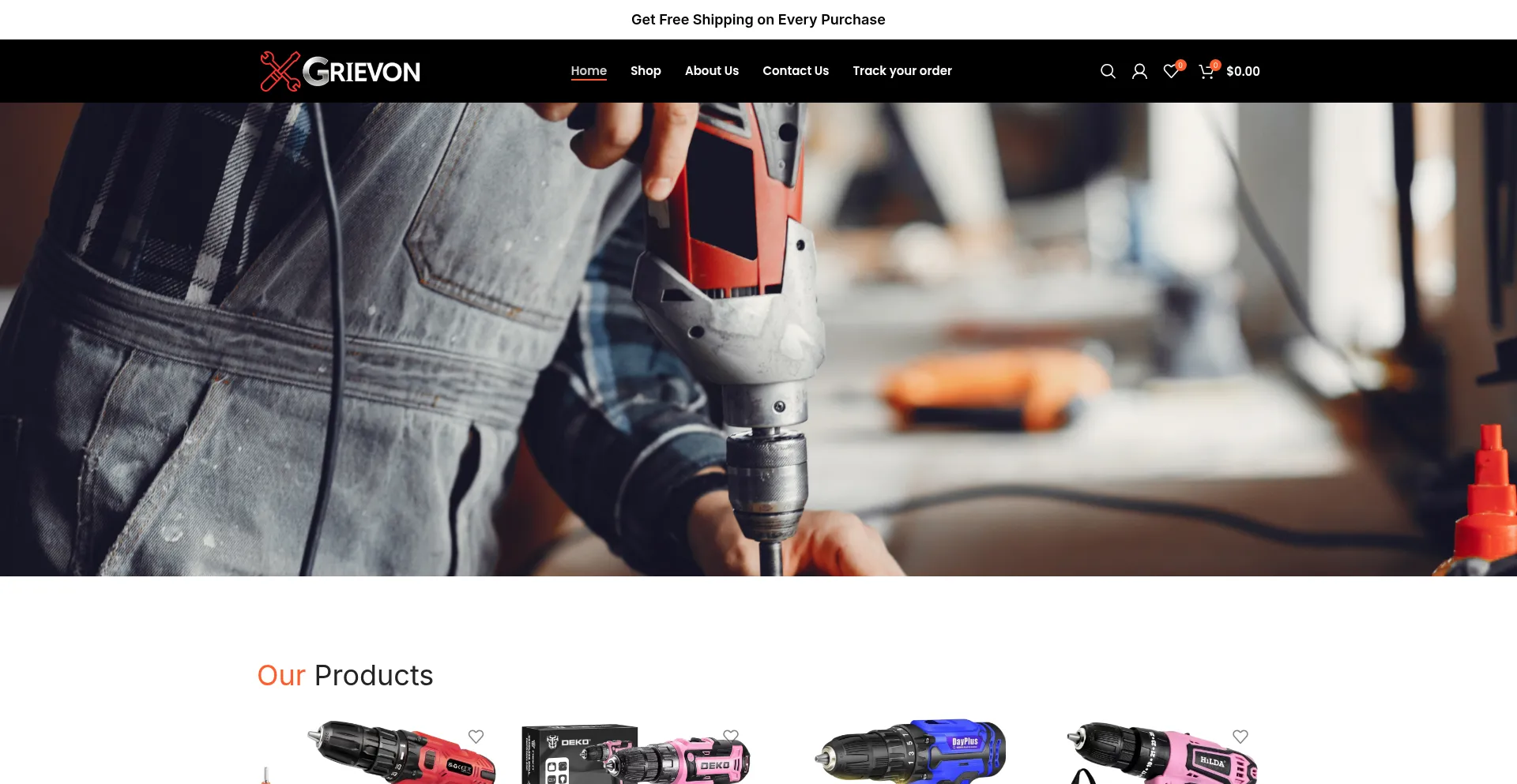 Website screenshot of Grievon.com