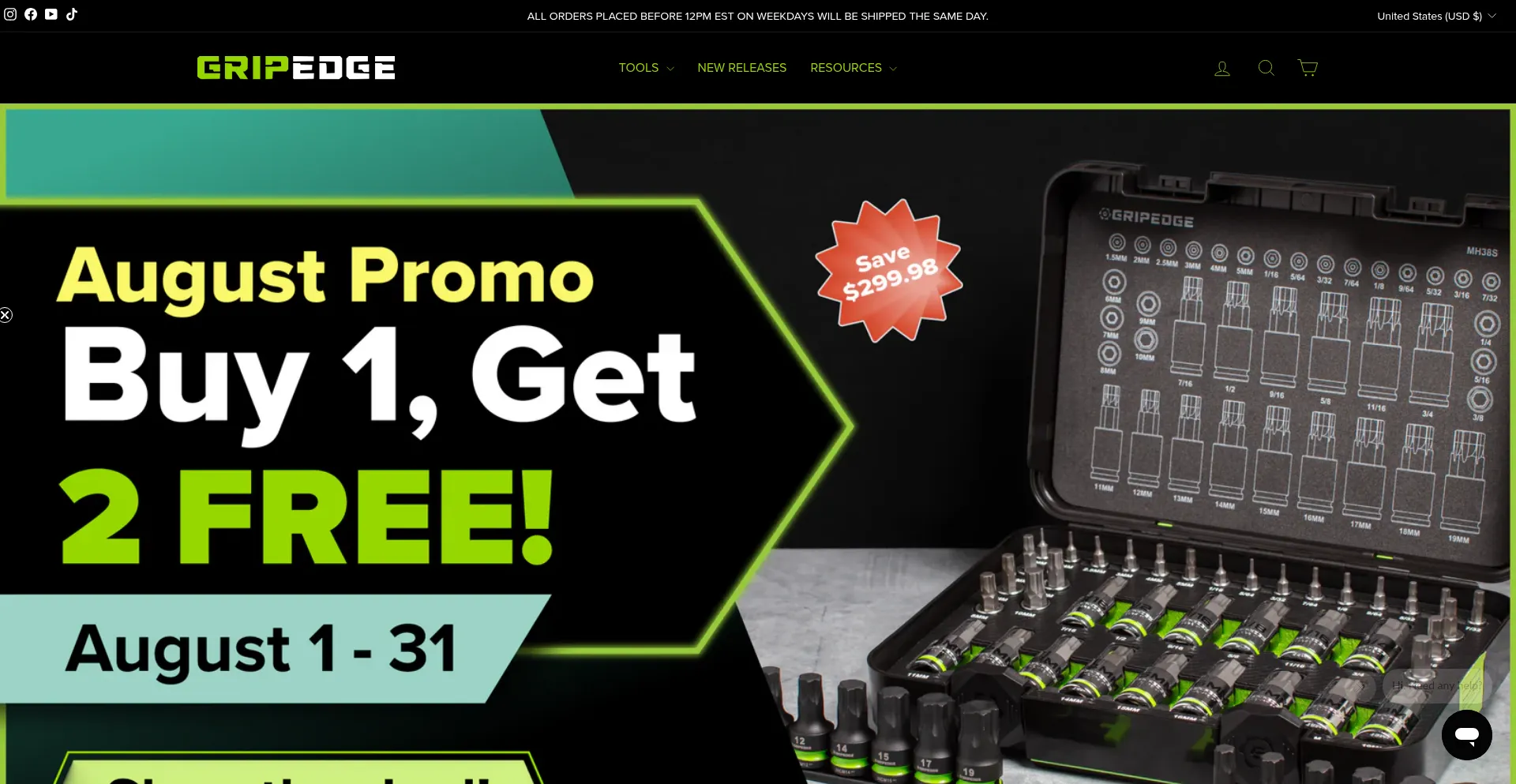 Website screenshot of Gripedgetools.com