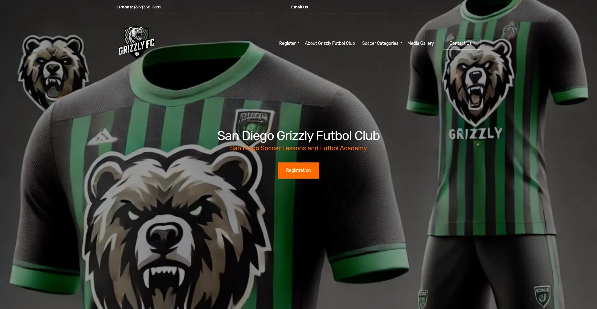 Website screenshot of Grizzlyfutbolclub.com