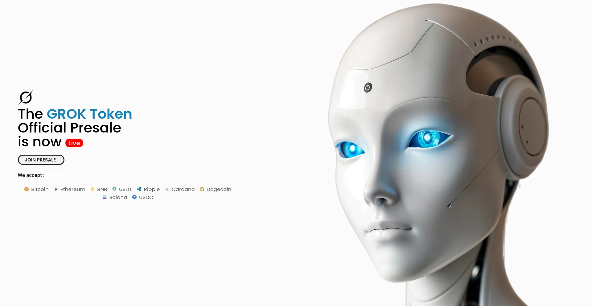 Website screenshot of Grok25b.org