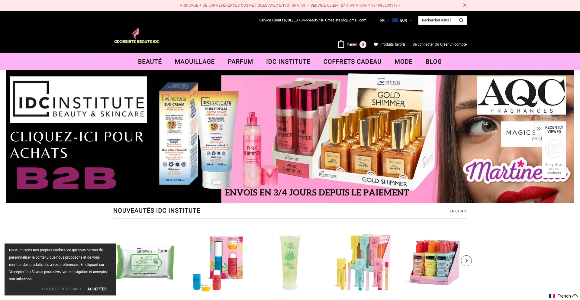 Website screenshot of Grossiste-beaute-idc.com